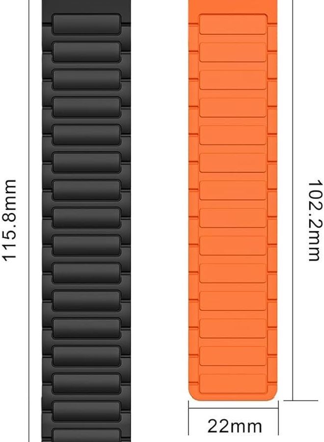 22mm Black Orange Silicone Magnetic Watch Band For Huawei Watch GT 5 Pro GT4 GT3 GT2 - Image 5